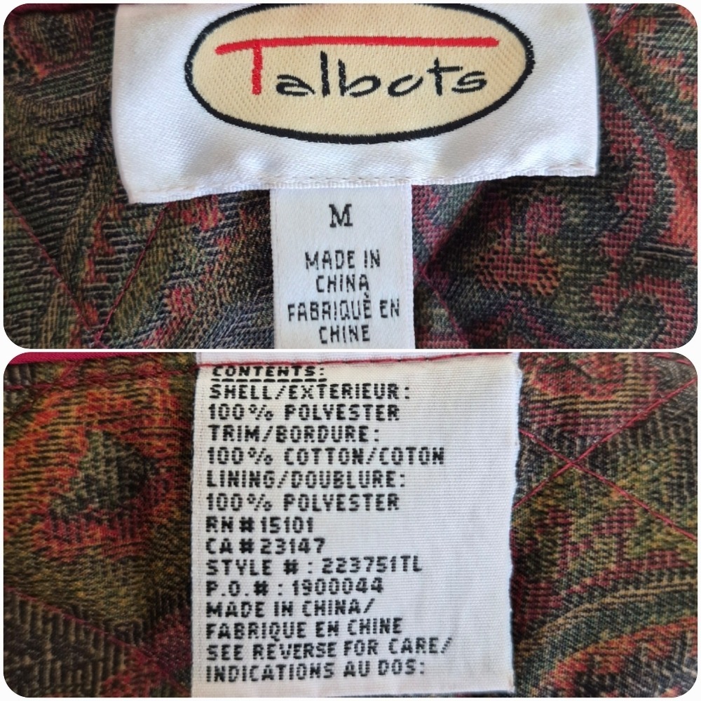 Vintage Talbots Red Quilted Jacket Barn Coat Paisley Lined M Classic Preppy - Picture 17 of 17